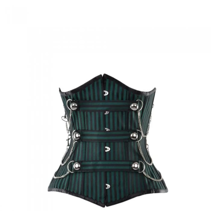 Polka - dot bustiers for a fun and retro appearanceMarshlee Black And Green Striped Underbust With Chains