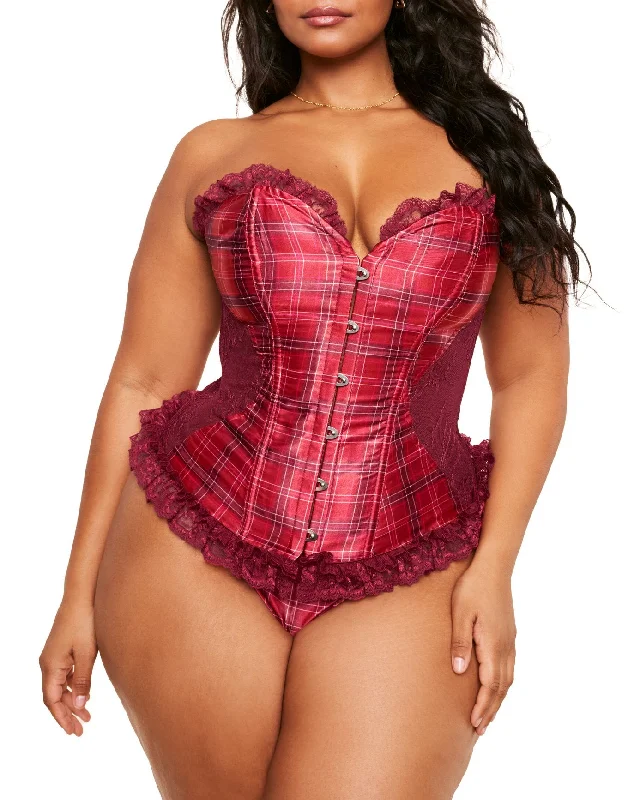 Women's Lingerie for HoneymoonsAuburn Women's Plus-Size Boned Corset & G-String Set