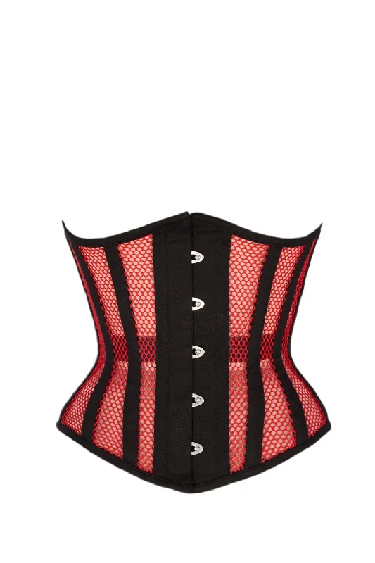 Waist - training corsets for long - term figure shapingSamuel Black & Red Mesh Underbust Corset