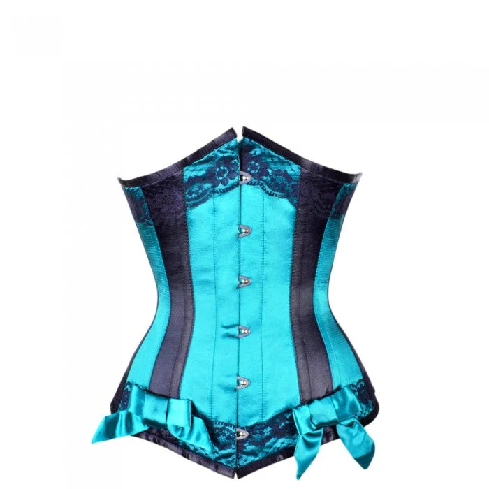 Supportive bustiers for large - busted womenDrake Turquoise Satin Underbust With Black Panels