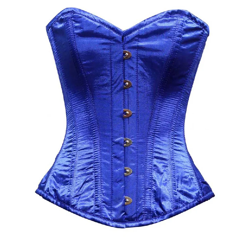 Breathable corsets for all - day wearELEGANT BLUE SATIN