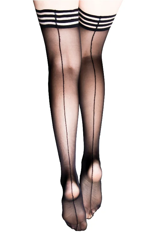 Women's Tights for RunningKix'ies Black Thigh Highs With Seam