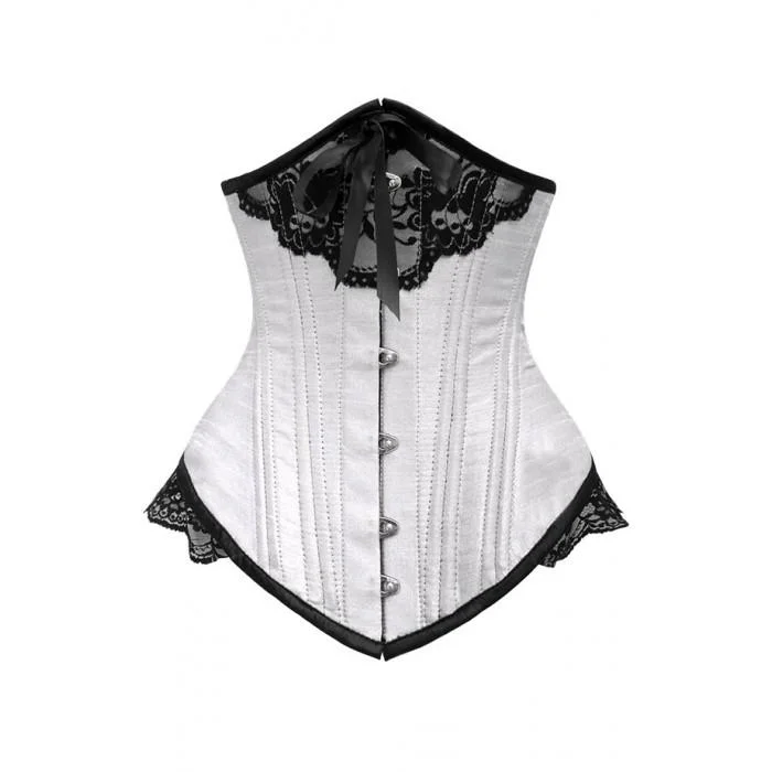 Animal - print bustiers for a wild and fierce styleMimi White Underbust With Black Bow And Lace Detail