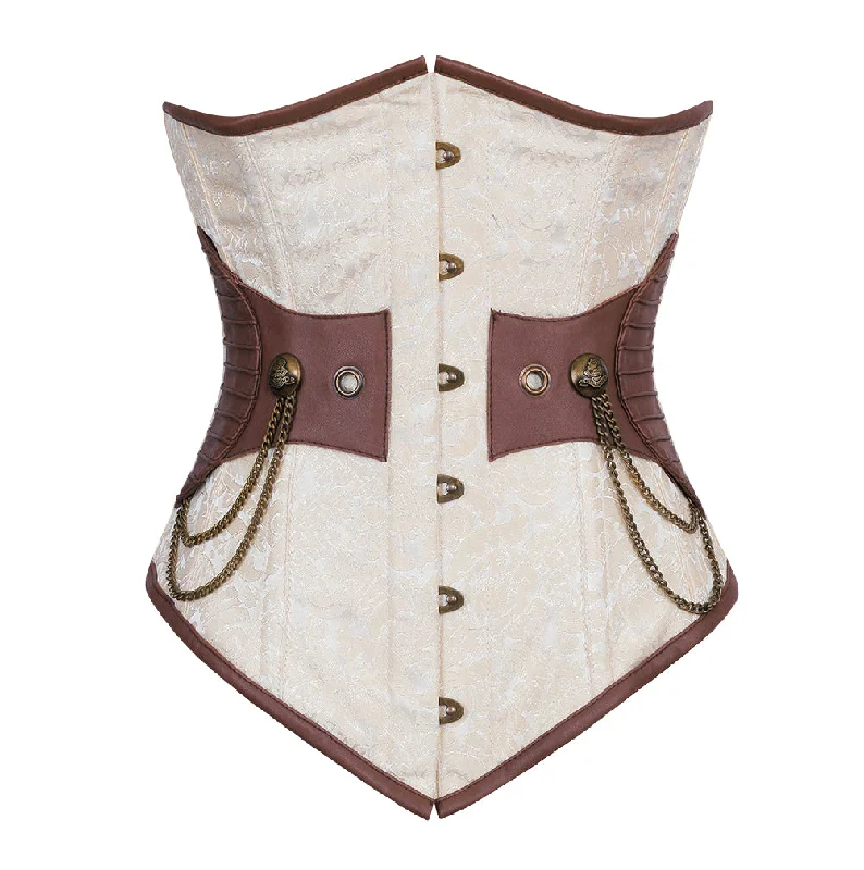 Retro - 1950s corsets with a cinched waistBarron Ivory Brocade Steampunk Underbust Corset