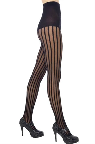 Women's Tights with PatternsSheer Striped Tights - Black Fv-21379