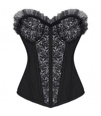 Brocade bustiers with a rich and textured appearanceVelma Gothic Overbust Fashion Corset With Cups