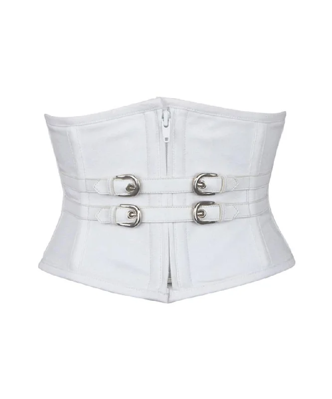 Floral - patterned corsets for a romantic and spring - like feelAedrre White Waist Cincher Underbust Corset in 100% Cotton