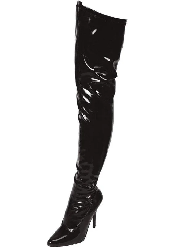 Sheer Tights for WomenBlack Pointed Toe Thigh High Boot 3in Heel