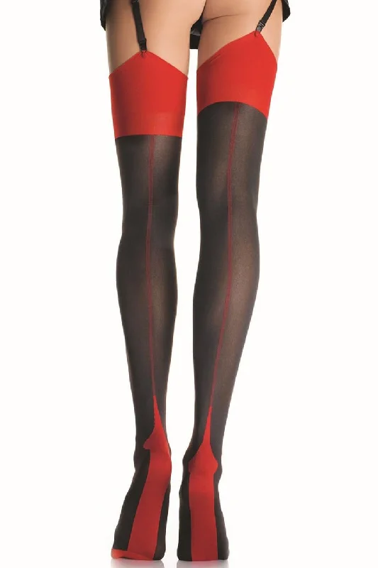 Polka Dot Tights for WomenBlack Thigh High Stockings with Red Cuban Heel