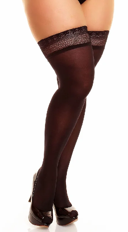 Women's Satin TightsPlus Size Intricate Knit Thigh Highs