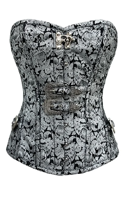 Floral - patterned corsets for a romantic and spring - like feelJames Brocade Overbust Corset black with buckles