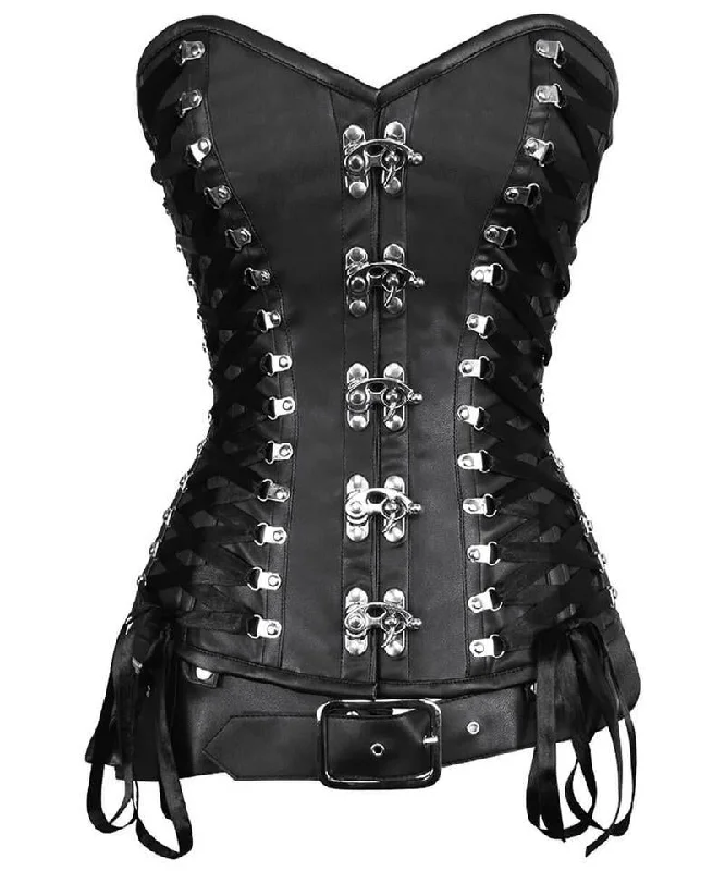 Compression bustiers for a slimming effectRuperta Criss Cross Black Overbust Corset with Detachable Belt