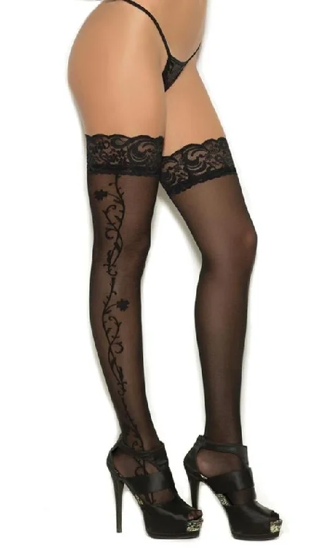 Tartan Tights for WomenSheer Thigh Highs with Side Floral Detail