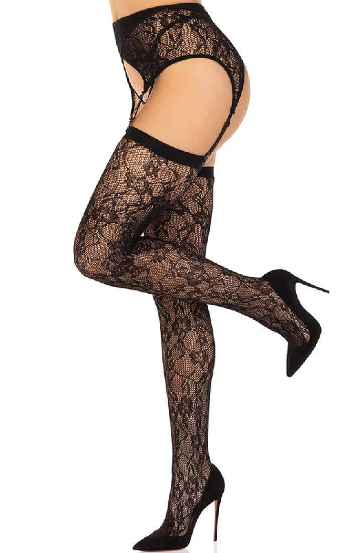 Women's Tights for YogaBlack lace thigh highs & garter belt