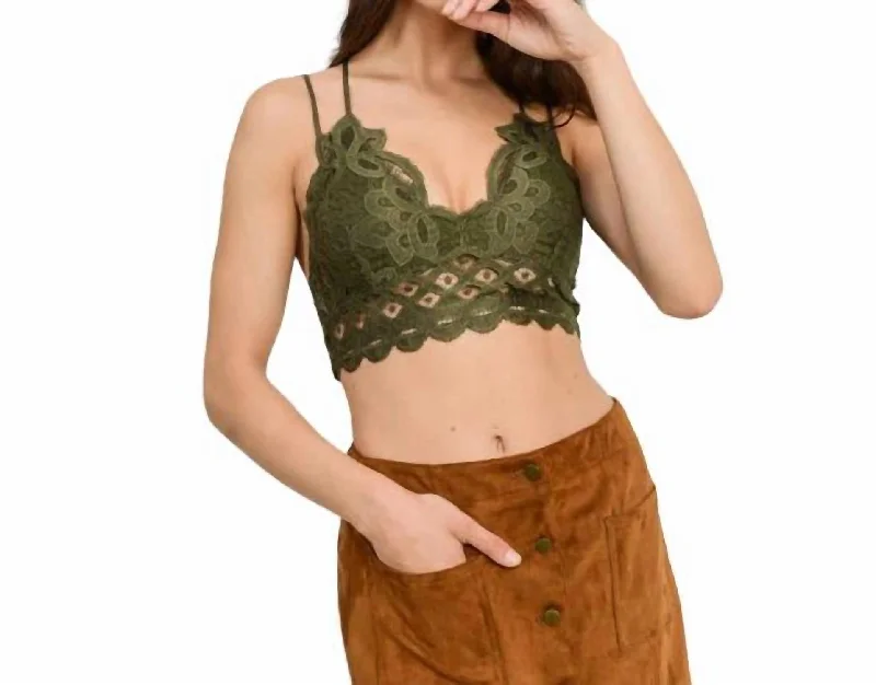 Women's Lingerie for HoneymoonsLace Bralette In Olive