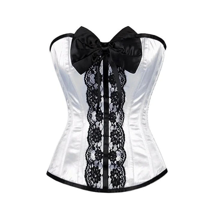 White bustiers for a pure and innocent aestheticHazard White Corset With Pretty Lace Embellished Steel Corset