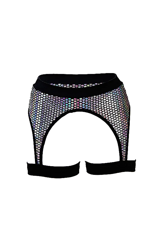 Women's Retro TightsThigh Garter Belt Holographic Festival Bottom / PRISMA GARTER THIGH HARNESS