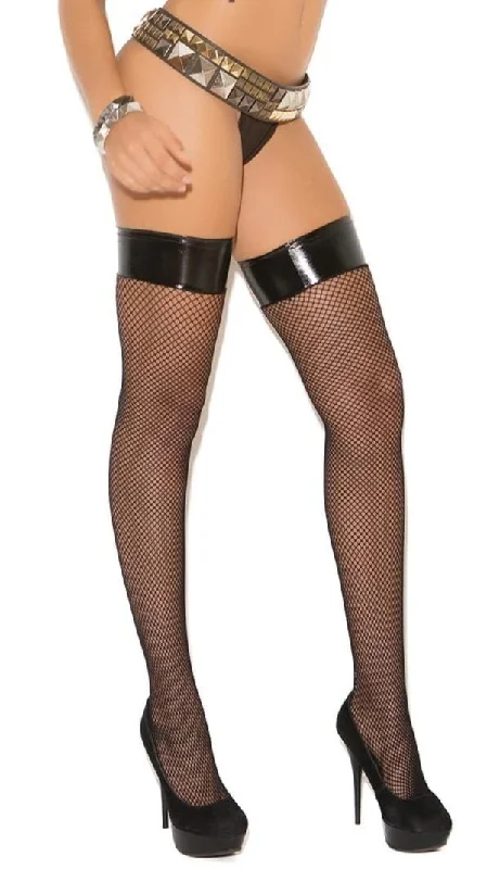 Women's Tights for Evening WearSexy Fishnet Thigh Highs with Vinyl Top