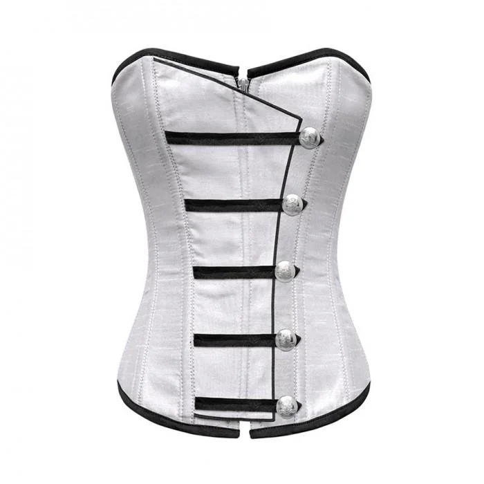 Removable - boning corsets for easy cleaningJamiee White Corset With Button Down Placket