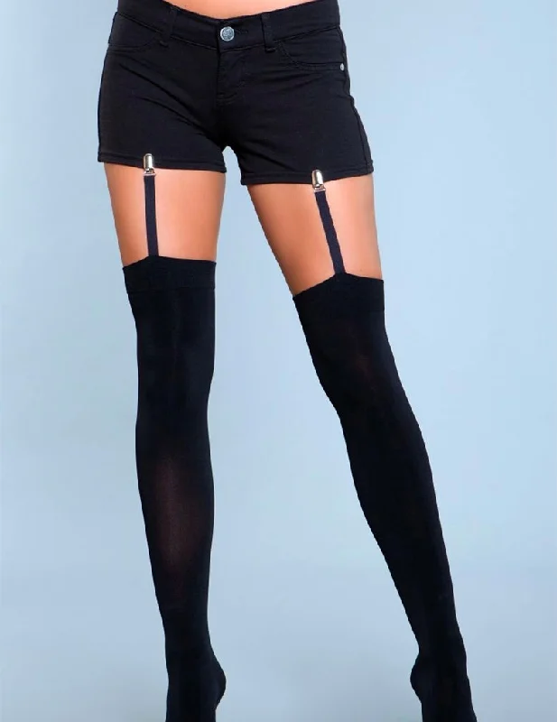 Women's Thermal TightsBe Wicked 1928 Black Clip Garter Thigh High