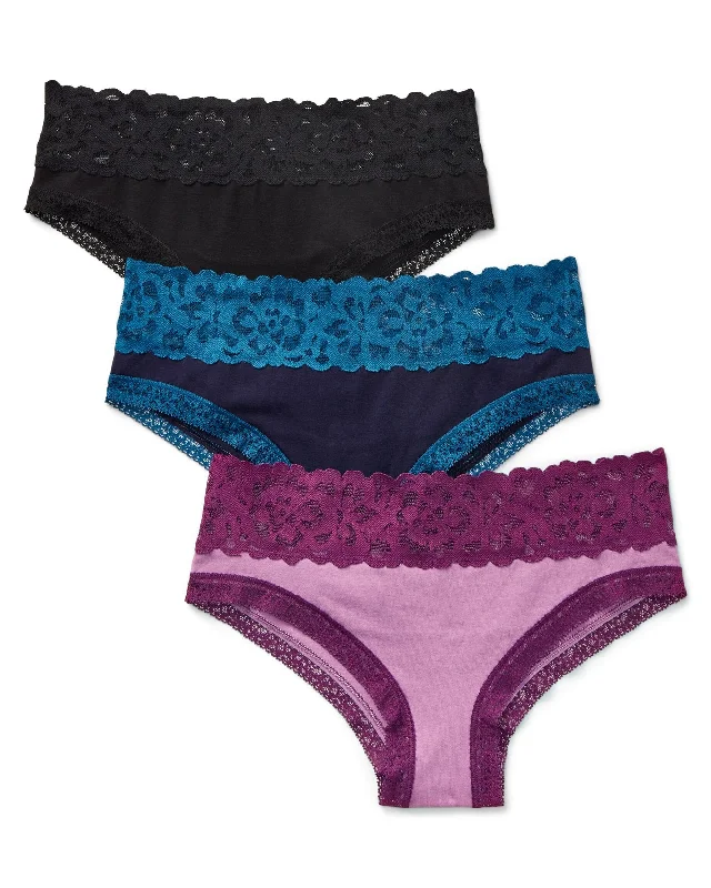 Comfortable Cotton Lingerie for WomenMackenna Women's Plus-Size Cheeky Cheeky Panties (Pack Of 3)