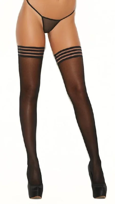 Women's Glitter TightsSheer Thigh Highs with Striped Top Detail