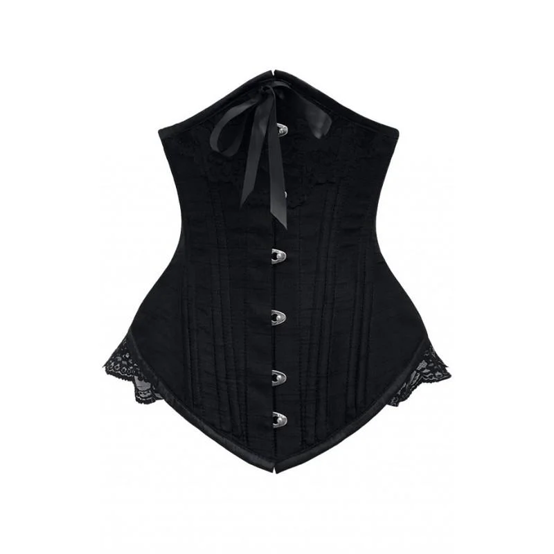 Polka - dot bustiers for a fun and retro appearanceCurran Black Underbust With Black Bow And Lace Detail