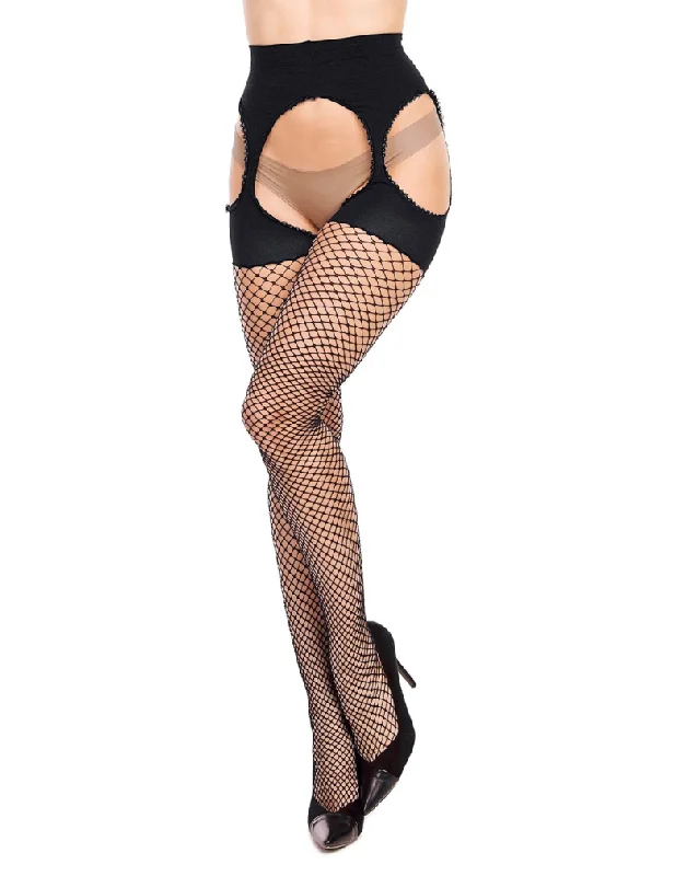 Women's Mesh TightsGlamory Hosiery Fishnet Garter Tights 50353 Mesh Ouvert Black