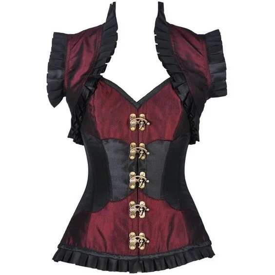 Wedding - style bustiers for bridesmaids or special eventsPersie Burgundy Steampunk Corset With Jacket