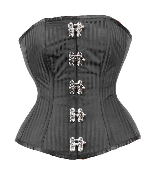 Black bustiers for a classic and versatile lookDapper Stripes Overbust with Steampunk Clasps