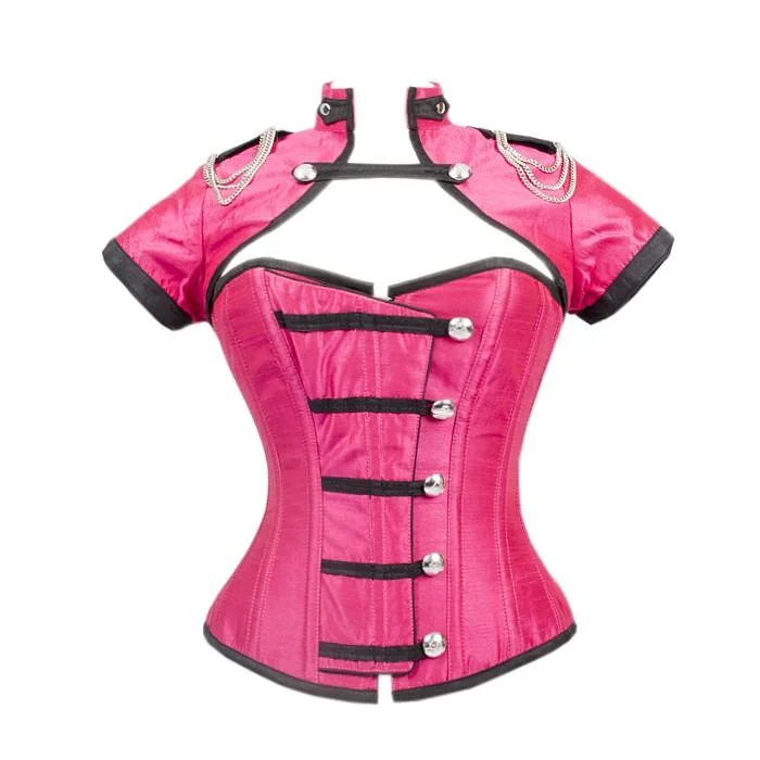 Hollywood - glamour bustiers for a red - carpet effectTrent Magenta Corset With Button Down Placket And Jacket