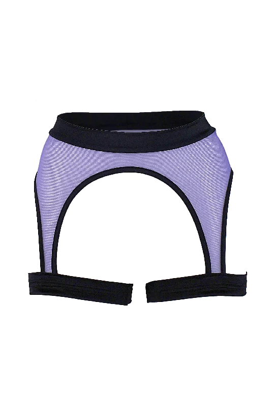 Women's Tights with PatternsTHIGH HIGH GARTER BELT / MESH LILAC/BLACK