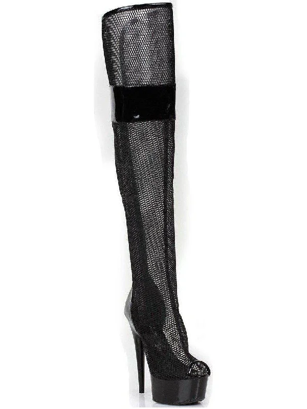 Women's Tights with PatternsEllie Shoes E-609-Ivy 6" Peep Toe Thigh High Mesh Women's Boot.