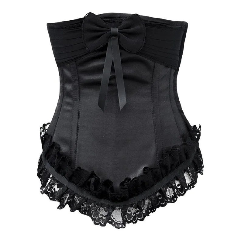 Leather bustiers for a bold and edgy lookAlanah Black Satin Underbust With Lace & Bow