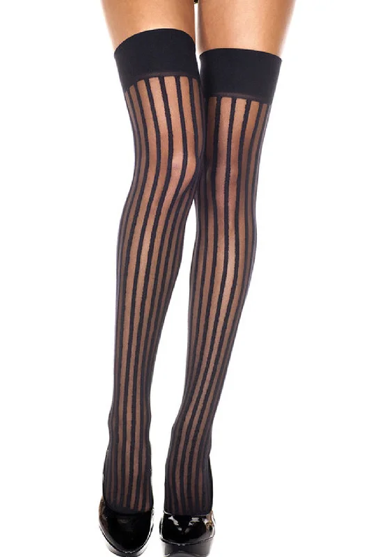 Plus Size Women's TightsSheer Stripe Thigh High Stockings