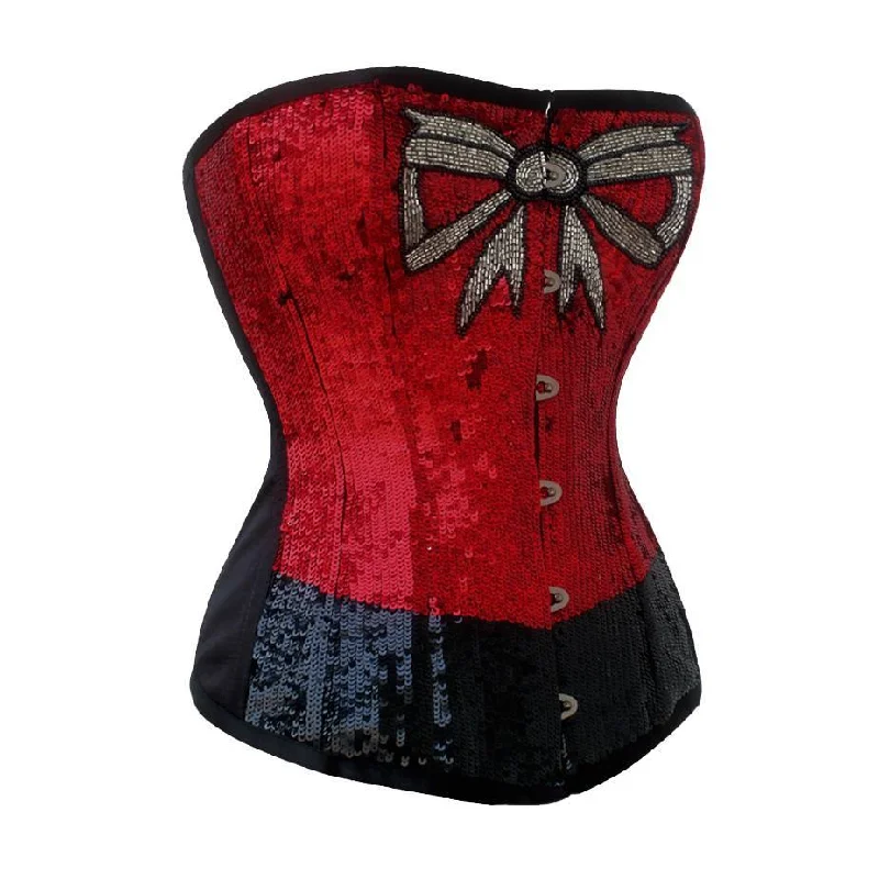 Lace - covered corsets for a feminine touchAlba Black & Red Overbust Couture Corset