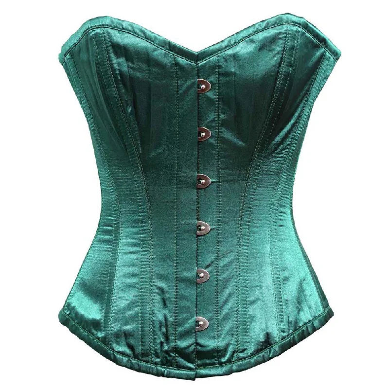 Posture - correcting bustiers for better spinal alignmentELEGANT GREEN SATIN