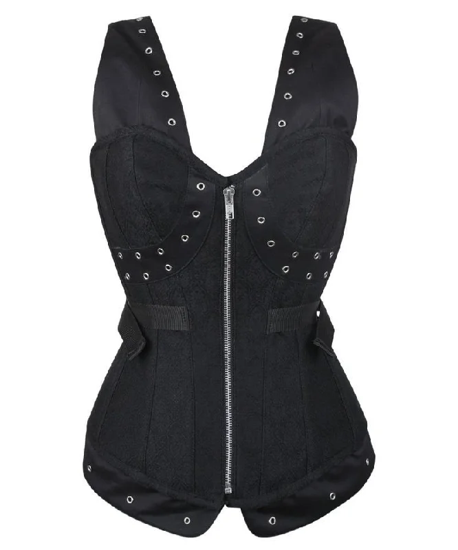 Removable - boning corsets for easy cleaningXavi Brocade Gothic Corset with Halter Straps