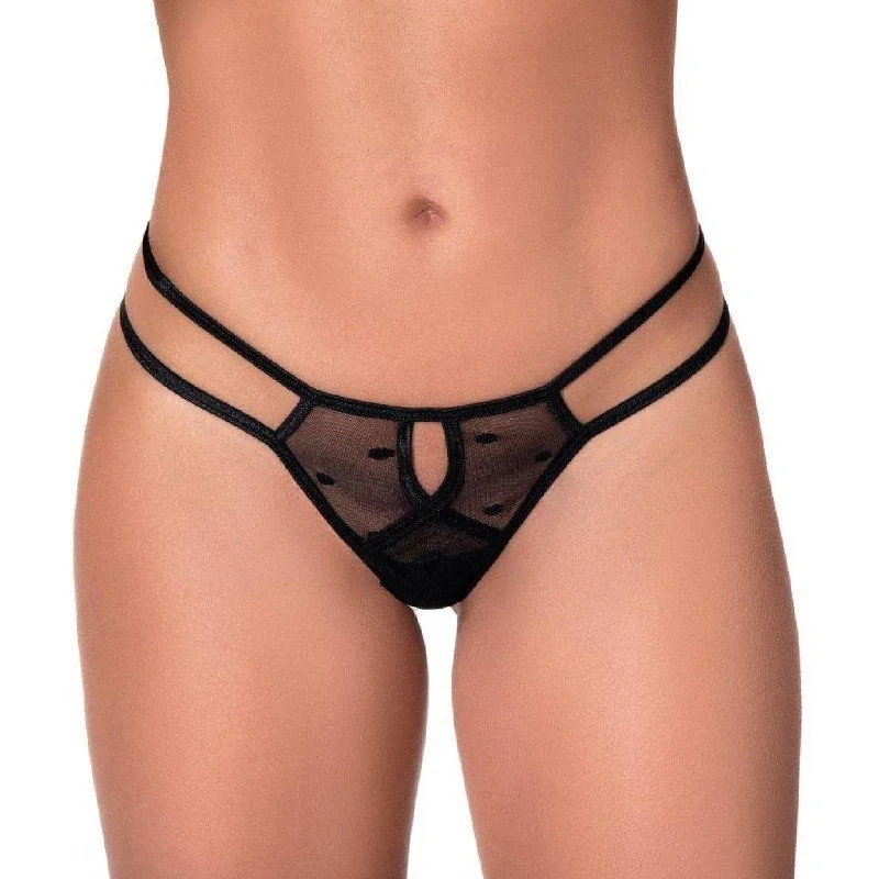 Women's Satin Sleepwear LingerieStrappy Pantie Black