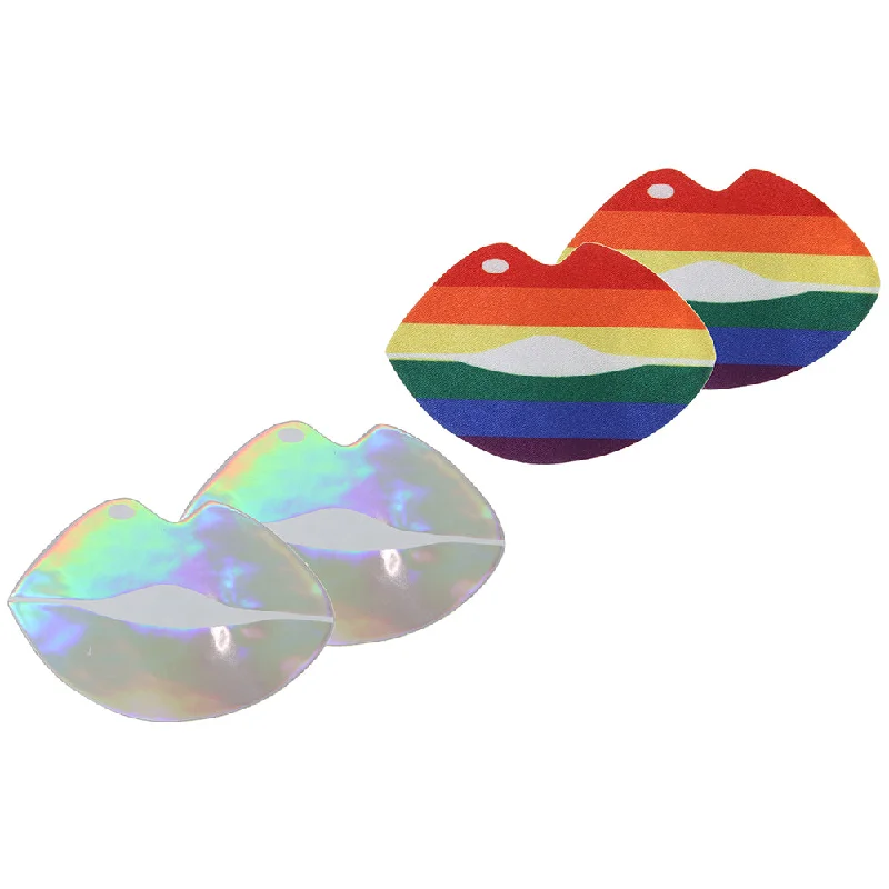 Women's Satin Sleepwear LingeriePride and Holographic Lips Nipple Pasties