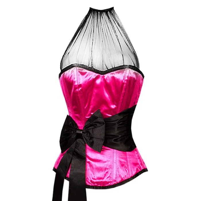 Cotton - blend bustiers for breathabilityFedrico Magenta Prom Corset With Black Sash Bow