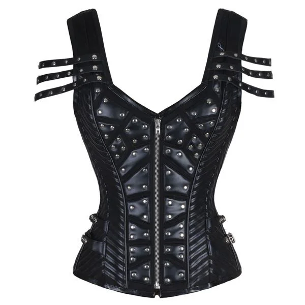 Gothic - inspired bustiers featuring dark colors and studsShervinee Custom Made Corset