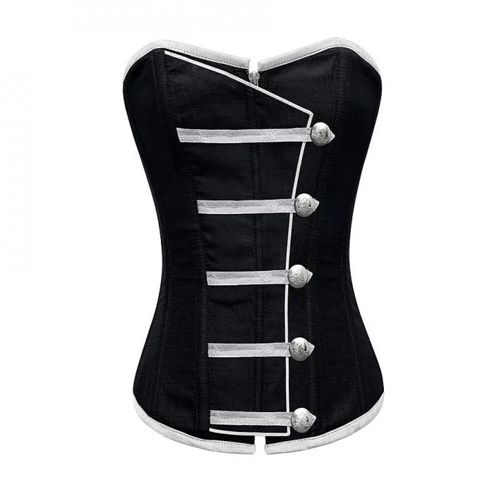 Supportive bustiers for large - busted womenSterling Black Corset With Button Down Placket