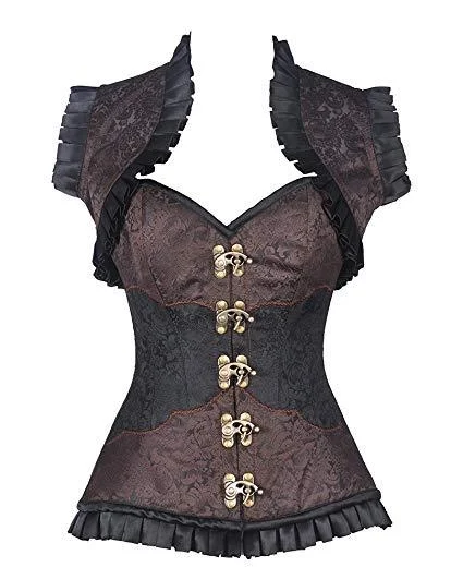 Polka - dot bustiers for a fun and retro appearanceStapp Black and Brown Brocade Corset and Jacket