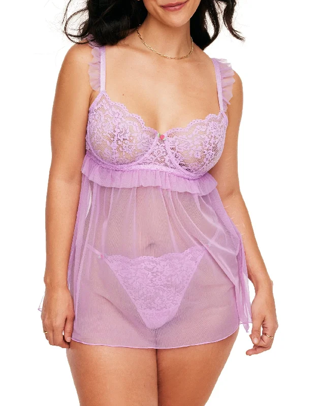 Minimalist Lingerie Styles for WomenKeara Women's Plus-Size Babydoll & G-String Set Lingerie