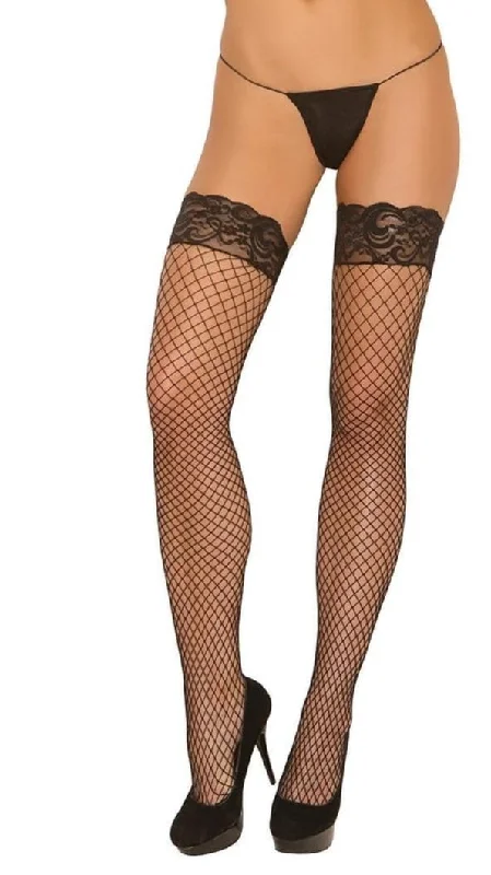 Women's Retro TightsStay Up Diamond Net Thigh High Stockings