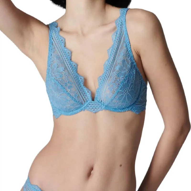 Women's Lingerie with Matching RobesFreesia Push Up Plunge Bra In Himalayan Blue