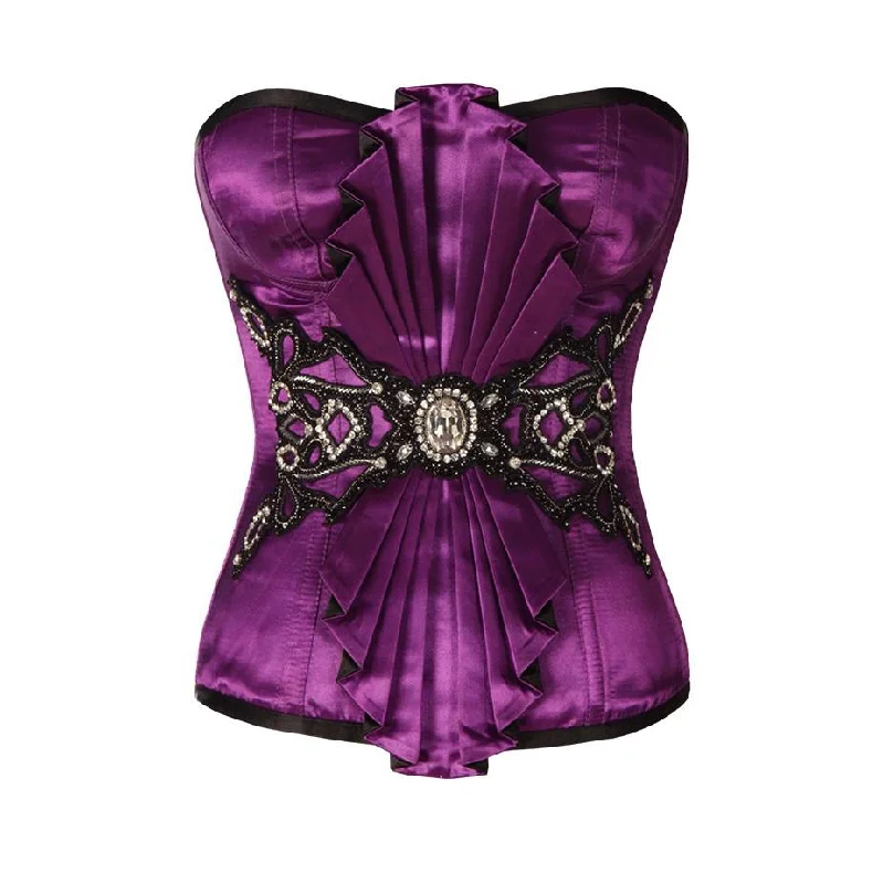 Retro - 1950s corsets with a cinched waistKyalin Purple Satin Overbust Couture Corset