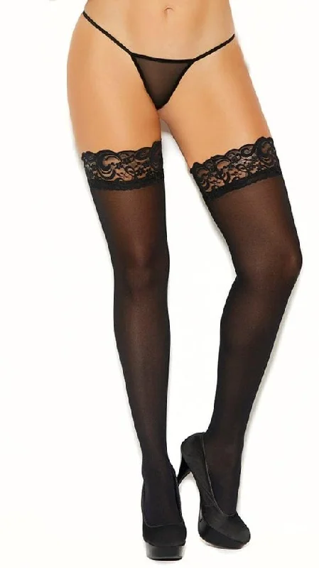 Tights with Bow DetailsPlus Size Opaque Thigh Hi with Silicon Top