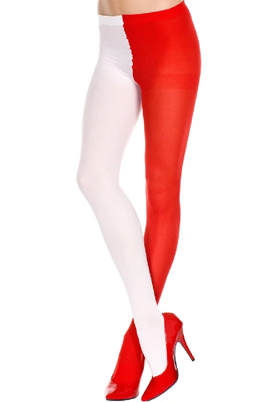 Tights for Dance PerformancesRed & White Opaque Jester Tights